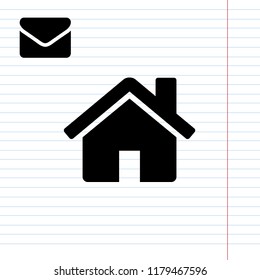 Black icon home. Vector graphics. Flat design