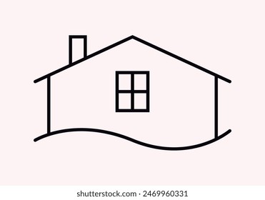 Black icon of a house or dwelling with chimney