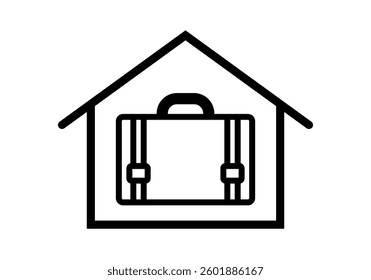 Black icon of a house with a suitcase representing holiday accommodations