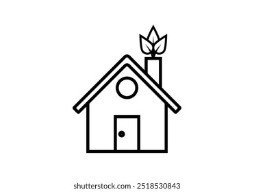 Black icon of house with tree leaves representing eco-friendly house