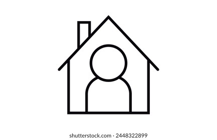 Black icon of house with user profile.