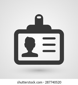 Black Icon With A Identification Card Of A Person. 