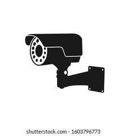 Black icon illustration for cctv camera, vector Illustration,  isolated on white background