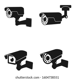 Black icon illustration for cctv camera, vector Illustration,  isolated on white background