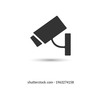 Icono negro para cámara cctv aislada en fondo blanco