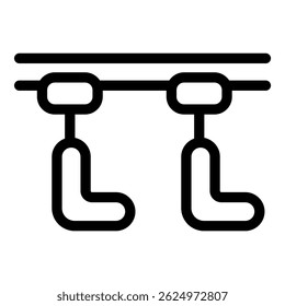 Ilustração ícone preto de barras paralelas de ginástica em um fundo branco