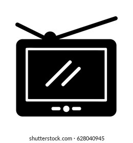 Black icon illustration for television isolated on white background