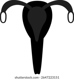 Ícone preto da anatomia interna do sistema reprodutor feminino, especificamente o útero e as trompas de Falópio, que são mais importantes para a gravidez.