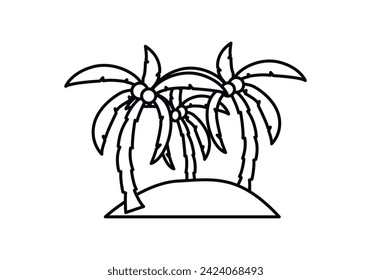 Black icon of an island with palm trees.