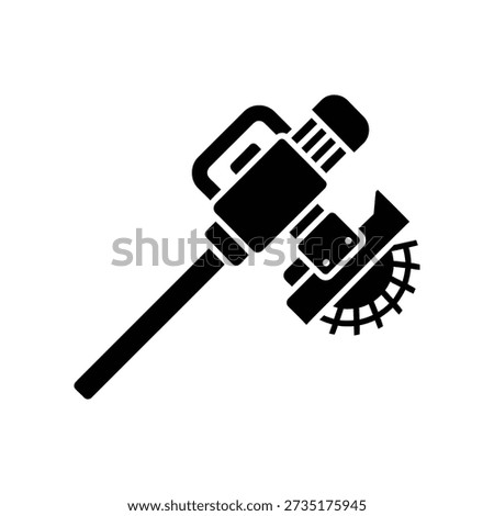 Black icon of a jackhammer breaking through concrete, symbolizing demolition and construction work