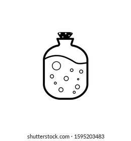 Black icon of jar, battle, pot of potion. Isolated vector illustration.