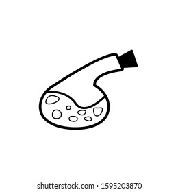 Black icon of jar, battle, pot of potion. Isolated vector illustration.