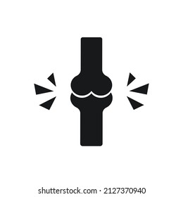 Black icon of joint pain. Bone, injury, illness. Arthritis concept. Can be used for topics like symptom, healthcare, anatomy. Vector