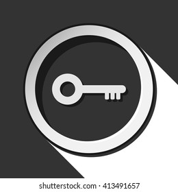 black icon - key with white stylized shadow