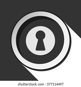 black icon with keyhole and white stylized shadow