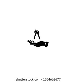 Black icon keys in hands sign. Vector illustration eps 10