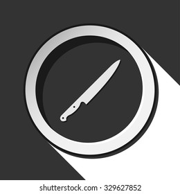 black icon with kitchen knife and white stylized shadow
