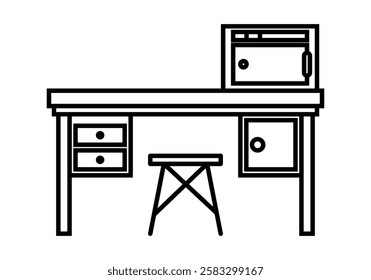 Black icon of laboratory table with machines