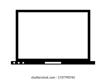 Black icon of a laptop on white background.