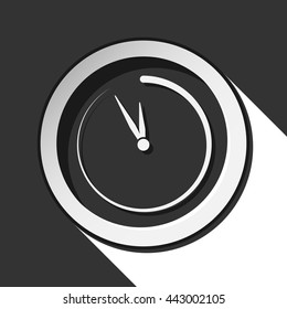 black icon - last minute clock with white stylized shadow