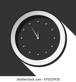 black icon - last minute clock with white stylized shadow