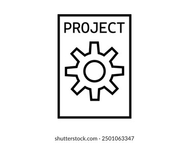 Icono negro de la hoja con el engranaje que representa un proyecto
