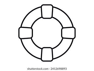 Black icon of lifebuoy in water.