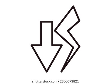 Black icon of lightning and energy price drop arrow.