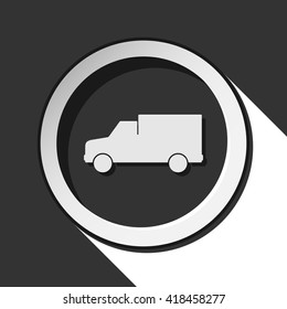 black icon - lorry car with white stylized shadow