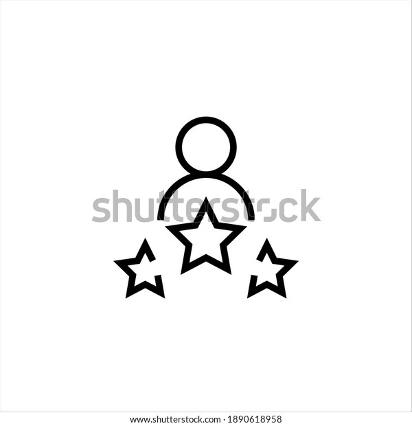 black icon of man and stars on white\
background, vector\
illustration