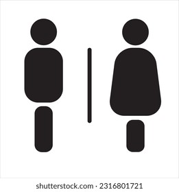 black icon of man and woman vector for wc room , restroom and more