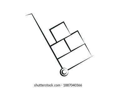 Icono negro de un camión manual con cajas.