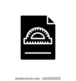 Black Icon of a Math Protractor on Paper for Geometry