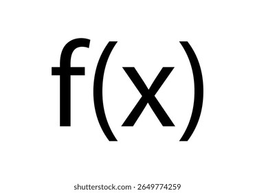 Ícone preto da função matemática sobre fundo branco