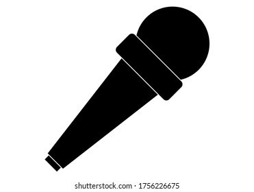 Black icon of a microphone on white background.