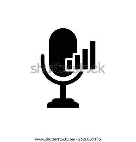 Black Icon of Microphone with Sound Level Indicator