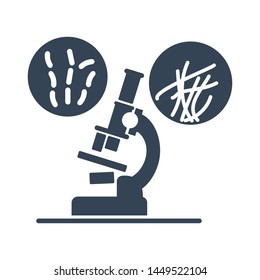 black icon microscope, bacterium, science