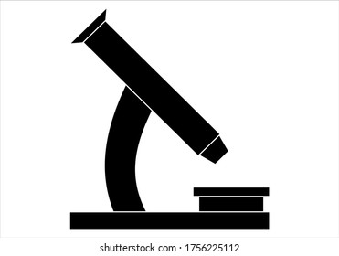 Icono negro de un microscopio sobre fondo blanco.