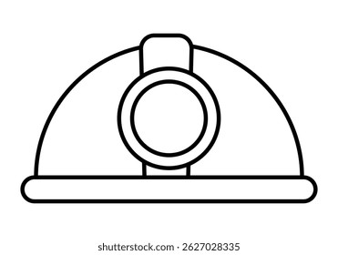 Black icon of miner's helmet with lantern