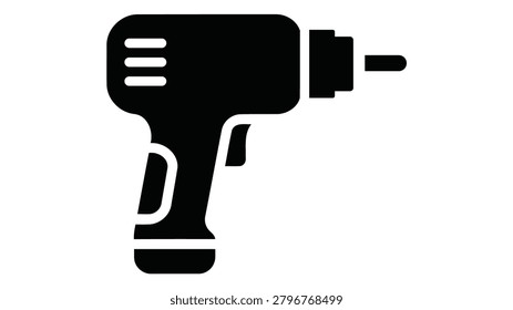 A black icon of a mini hand drill tool, isolated on a white background. The icon represents the usage and function of this compact drilling device.