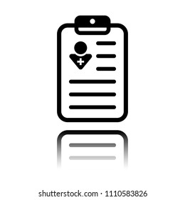 . Black icon with mirror reflection on white background