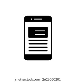 Schwarzes Symbol der mobilen App mit angezeigten Suchergebnissen