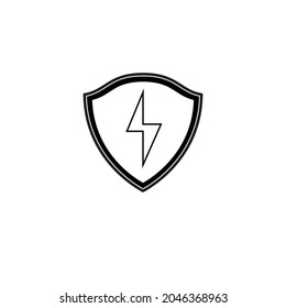 black icon for mobile which means antivirus in the form of a shield with a black stroke on a white background