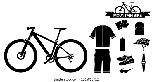 Black icon of mountain bike accessories