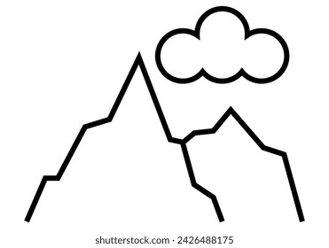 Black icon of mountains with clouds.