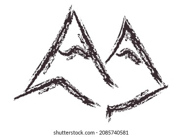 Black icon of mountains made with stroke.