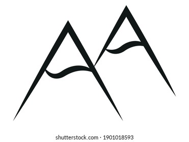 Black icon of mountains with snow.