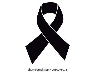 Schwarzes Symbol einer trauernden Schleife auf weißem Hintergrund.