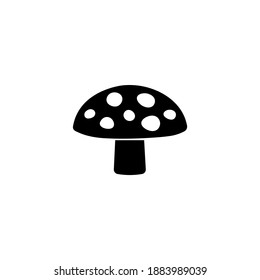 Black icon mushroom, toadstool, fly agaric sign. Vector illustration eps 10