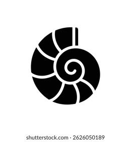 Black icon of mystical spiral shell symbolizing infinite growth